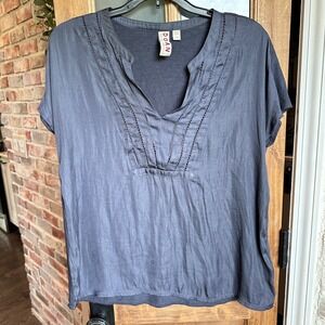 Dolan Left Coast Collection Anthro V-Neck Blouse Women Gray Boho Med
